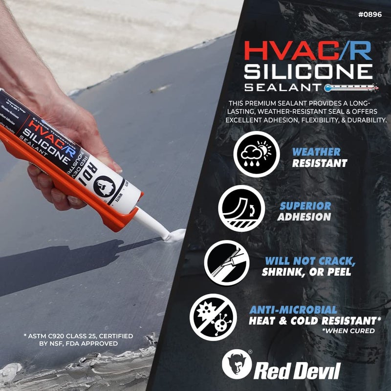 Red Devil 089650 Extreme Temperature HVAC/R Silicone Sealant, 280 ml, Aluminum, 1 Pack, Made in USA - Image 3
